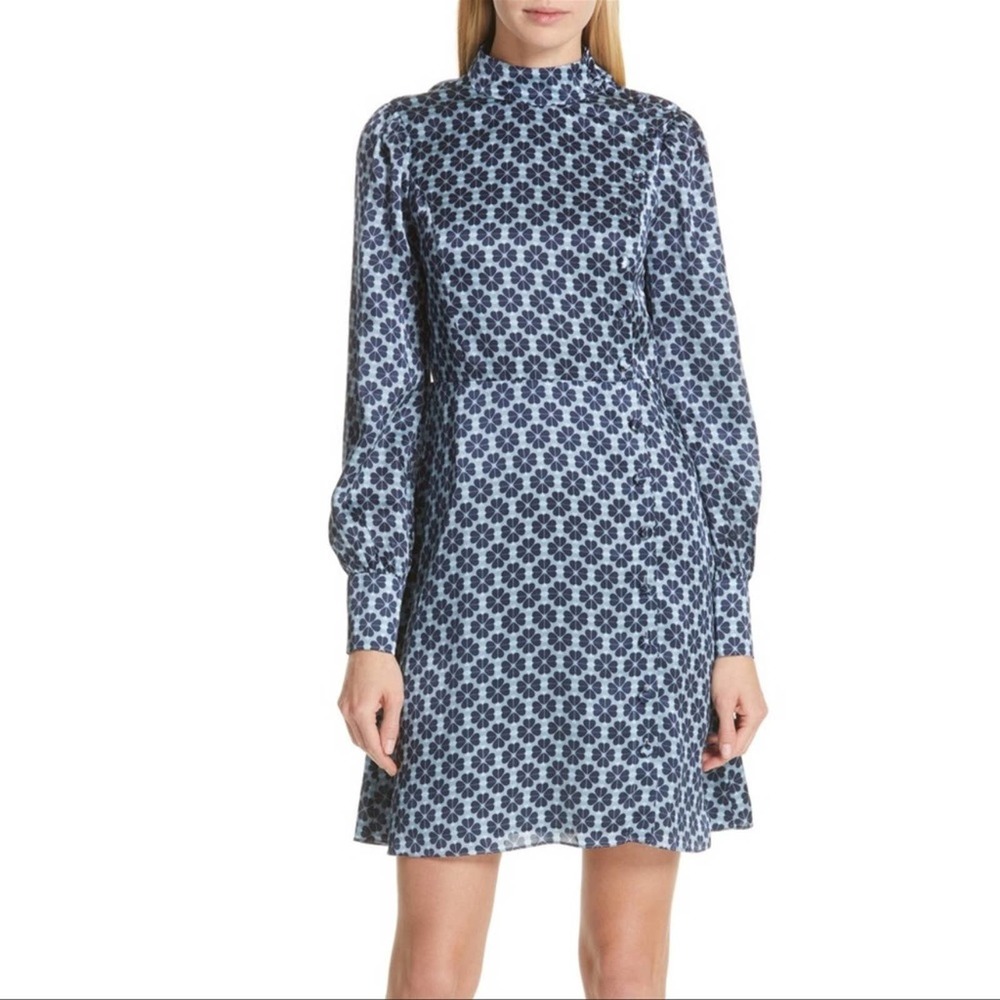 Kate Spade Spade Flower Silk Dress in Storm Cloud Size 6